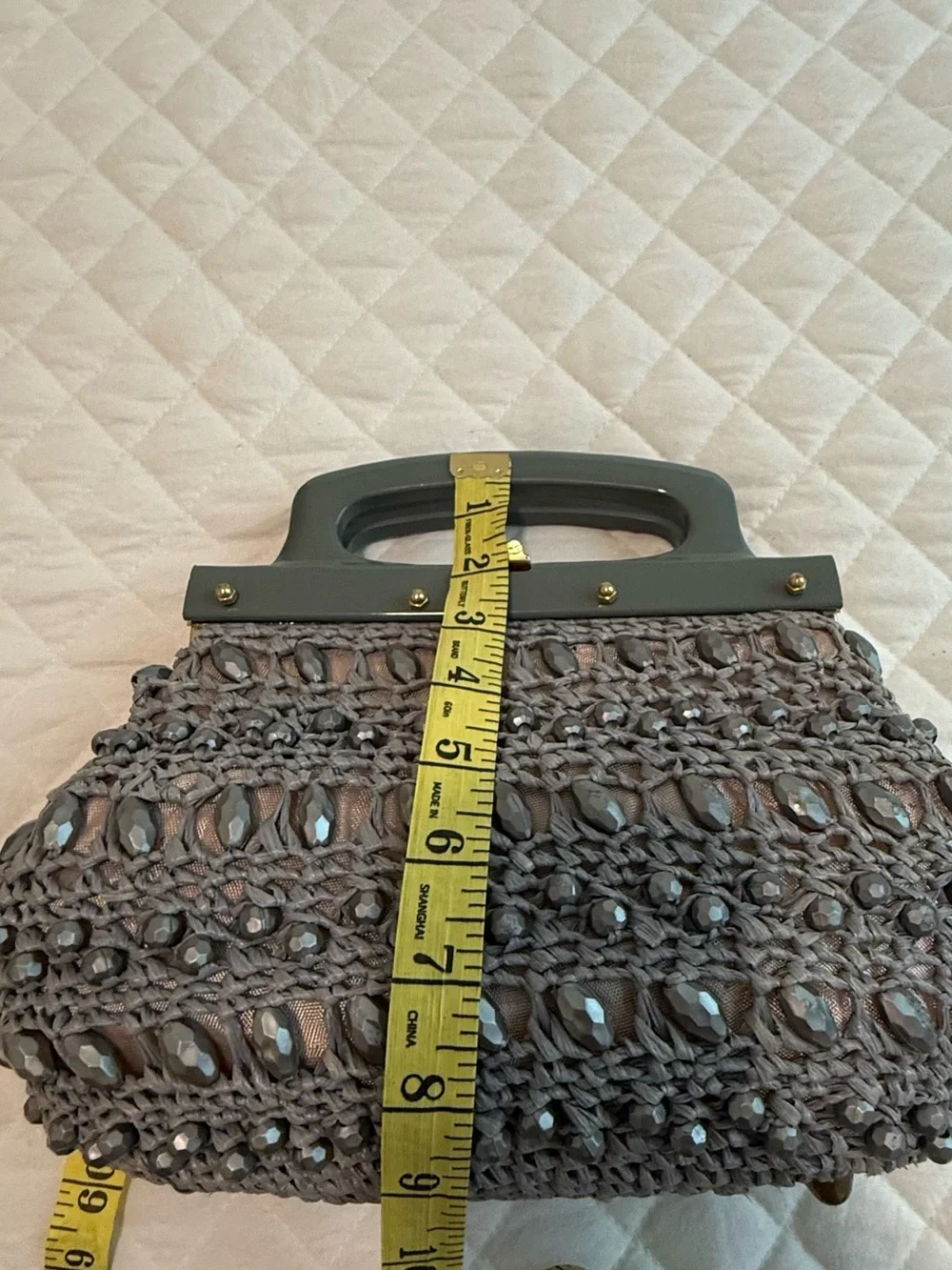 Vintage Handbag made in Italy by Dena of Dallas Blue/ Grayish woven with beads